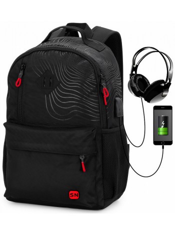 Рюкзак для подростков SkyName 80-47 черный-красный 30х16х42