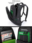 Рюкзак для подростков SkyName 90-137 черный-зеленый 30Х18Х42