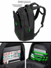 Рюкзак для подростков SkyName 90-141 черный-зеленый 30Х18Х42