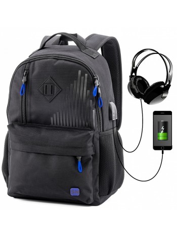 Рюкзак для подростков SkyName 80-45 черный-синий 30х16х42