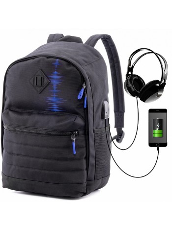 Рюкзак для подростков SkyName 80-43 черный-синий 30х16х42