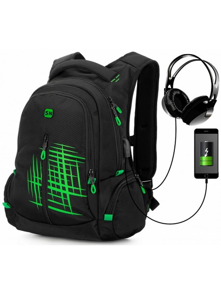 Рюкзак для подростков SkyName 90-128 зеленый 30Х16Х42