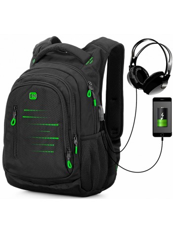 Рюкзак для подростков SkyName 90-129 зеленый 30Х16Х42