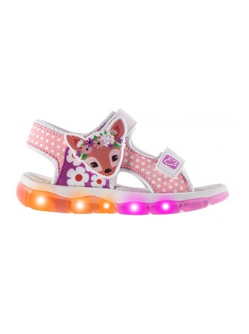 Туфли открытые со светодиодами KAKADU 8942A розовый (24-29)